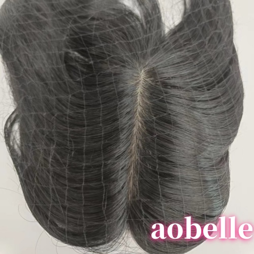 分け目ヘアーピース、引き抜く手植え　人毛100%レミヘアー