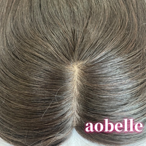 分け目ヘアーピース、引き抜き手植え　人毛100%レミヘアー